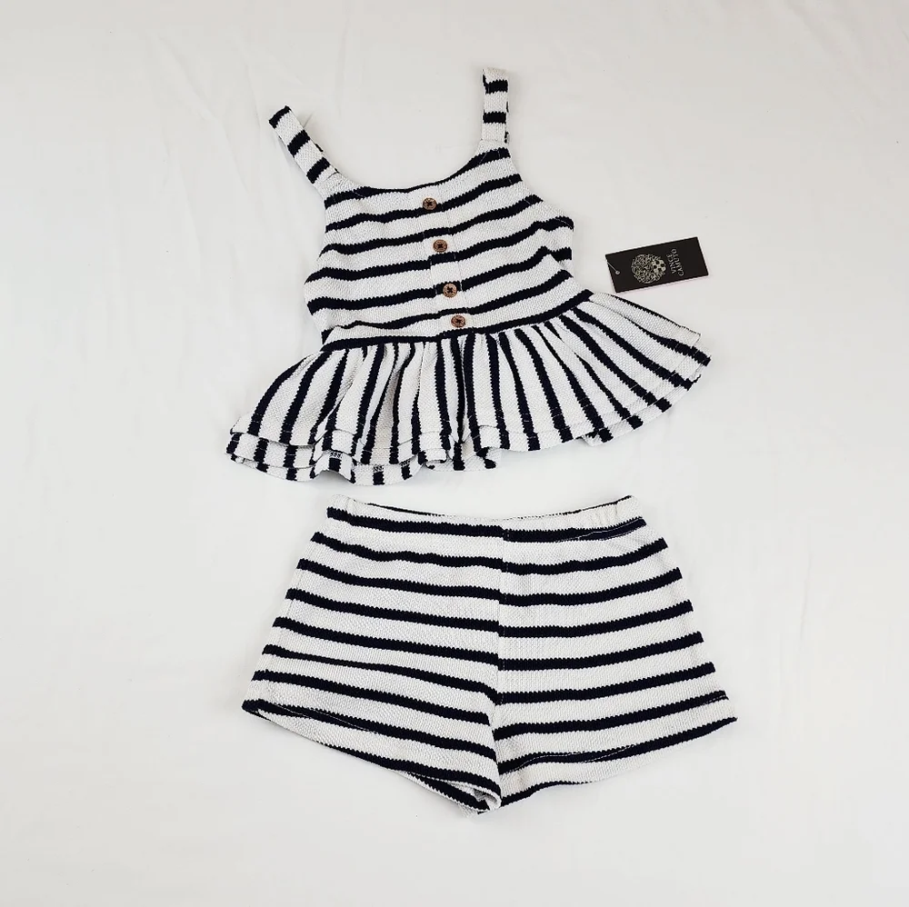 Vince Camuto Stripe 2 Pieces Sleeveless Shorts Set